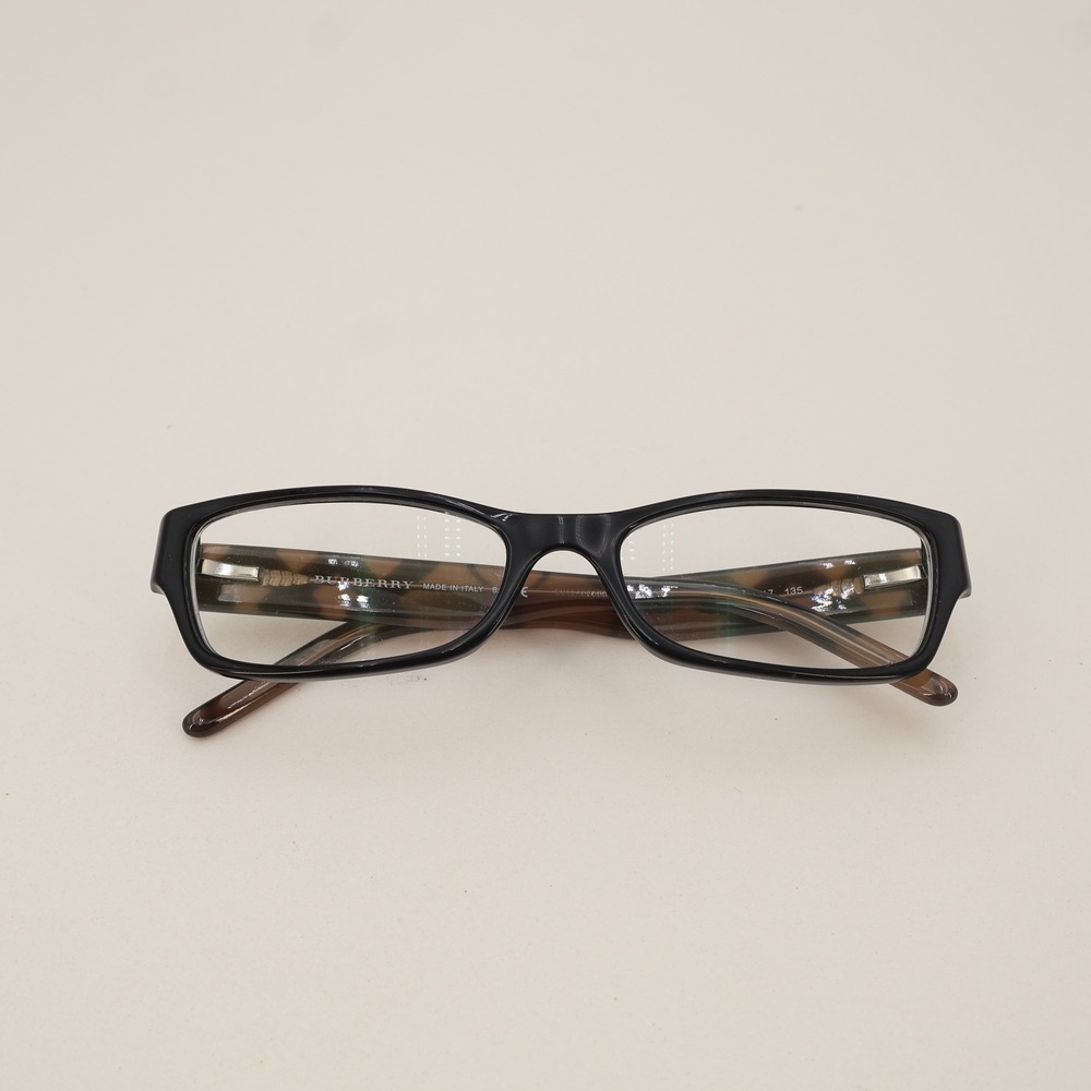 Burberry B 2094 3346 Black Tortoise Check Rectangular Eyeglasses Frames Italy